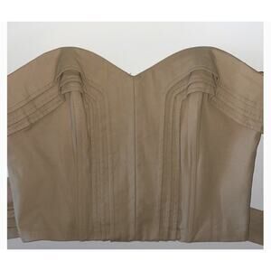 Marissa Webb Beige Pleated Aston Crop Bustier Back-Zip Boned Lined Sz Sm